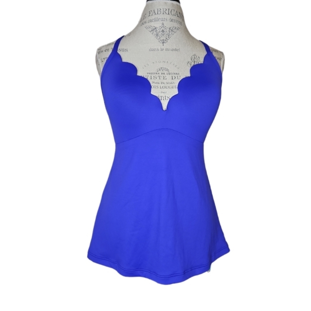 Seafolly Scalloped Edge Convertible Strap Tankini Top Size 12 DD NEW